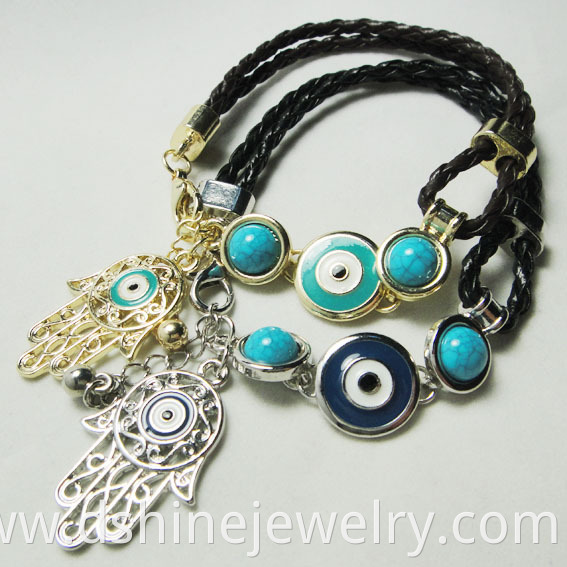 Blue Evil Eye Leather Bracelet